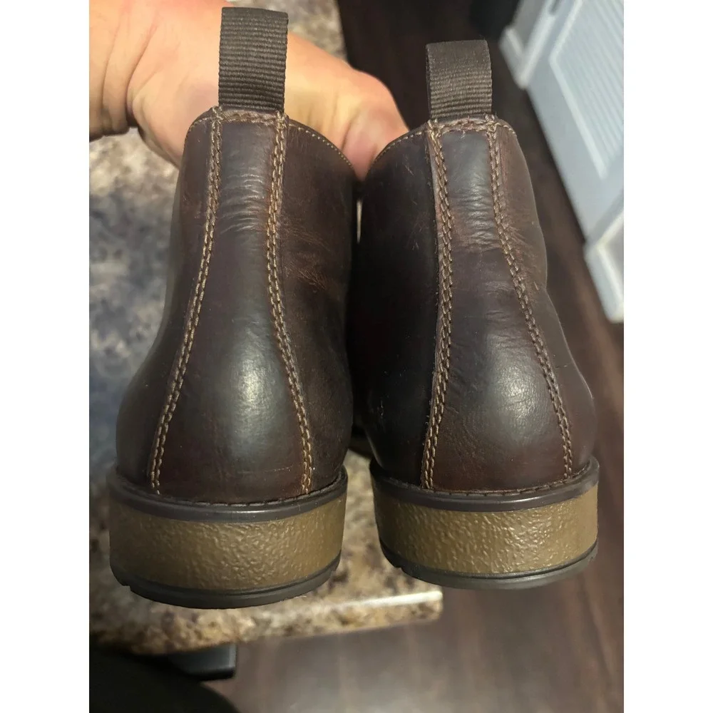 Clarks Hinman Mid Mahogany Leather Cap Toe Chukka Boots Mens 12 M Brown Lace Up